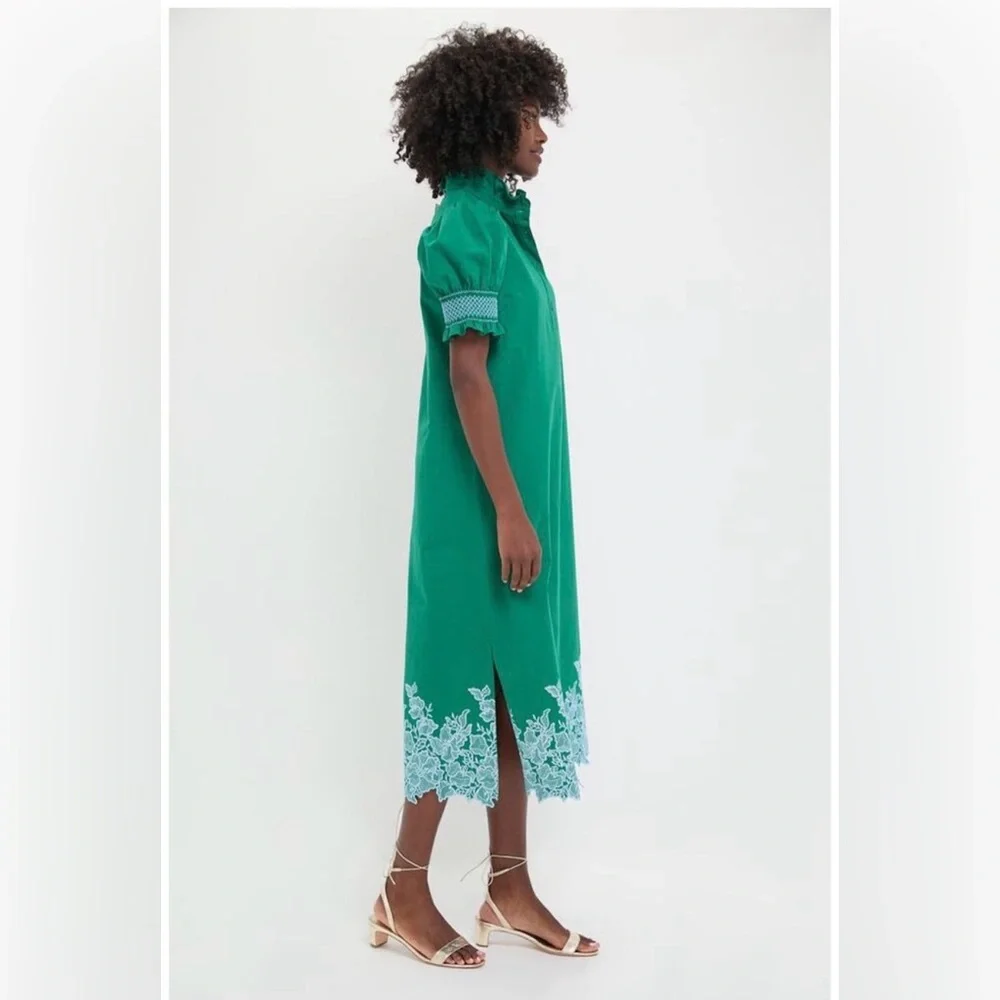 HYACINTH HOUSE Green & Baby Blue Embroidery Eliza Midi Dress
Size S. NWT - Picture 3 of 7